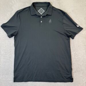 Burlebo Mens Large Gray Tree Embroidered Logo Golf Polo Shirt Short‎ Sleeve EUC